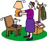 Woman look at lamp_flea market pic