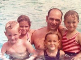 1973 Dad and Us Kids at Evergreen Swimming Pool in Bellaire Houston