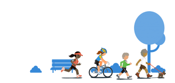 park exercising walking biking